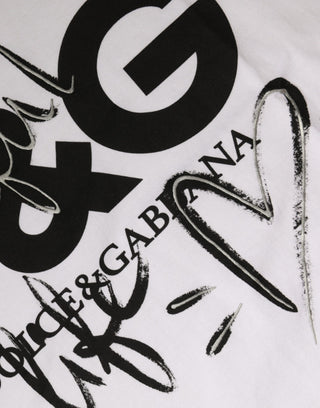 Weißes Baumwoll-T-Shirt mit Logo-Print und Rundhalsausschnitt