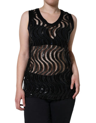 Schwarzes ärmelloses Pailletten-Tanktop