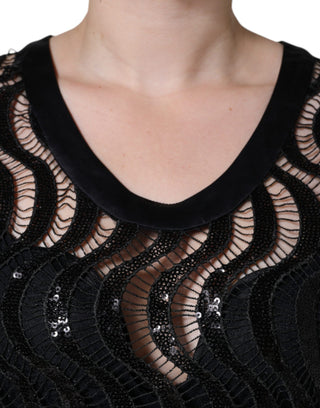 Schwarzes ärmelloses Pailletten-Tanktop