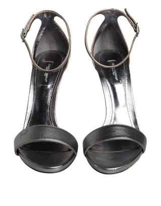 Silberne KEIRA High Heels Knöchelriemchensandalen Schuhe