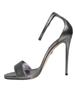Silberne KEIRA High Heels Knöchelriemchensandalen Schuhe