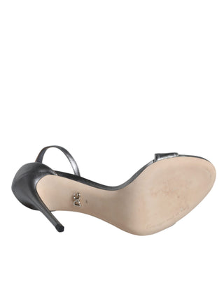 Silberne KEIRA High Heels Knöchelriemchensandalen Schuhe