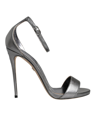 Silberne KEIRA High Heels Knöchelriemchensandalen Schuhe