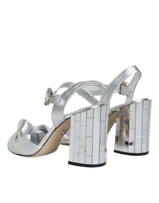 Silberne Spiegel-Absatzschuhe KEIRA Sandalen