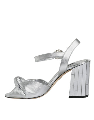 Silberne Spiegel-Absatzschuhe KEIRA Sandalen