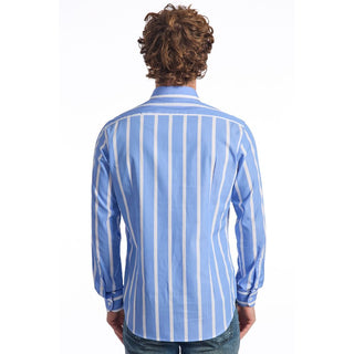 Camisa para hombre de algodón azul claro
