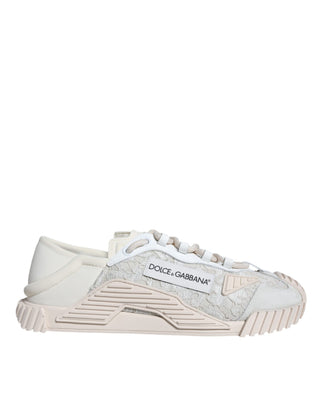 Weiße Schnür-Sneaker Sportschuhe