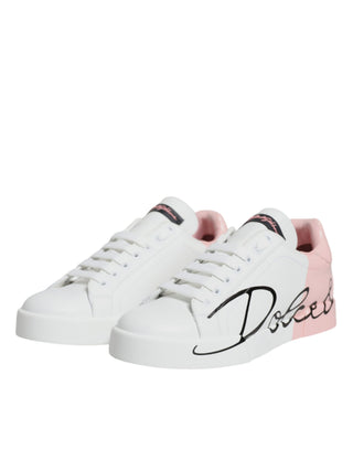 Zapatillas bajas blancas y rosas Portofino