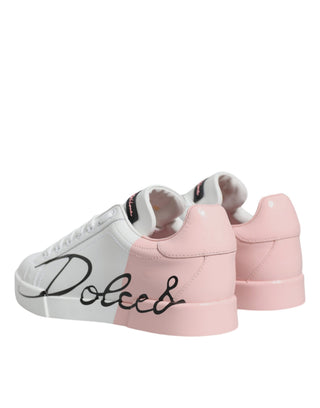 Zapatillas bajas blancas y rosas Portofino