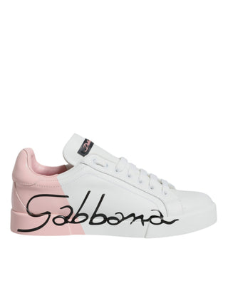 Zapatillas bajas blancas y rosas Portofino