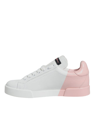 Zapatillas bajas blancas y rosas Portofino