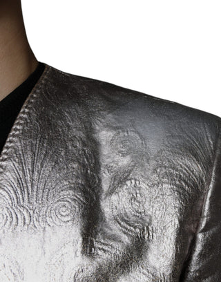 Goldener Jacquard-Blazer mit nur einer Knopfreihe