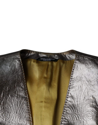 Goldener Jacquard-Blazer mit nur einer Knopfreihe