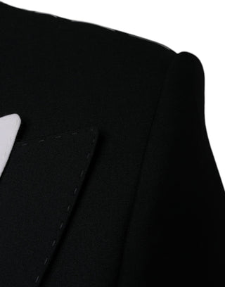 Dark Gray White Single Breasted Dress Blazer