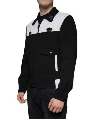 Chaqueta blusón negra y blanca DG Crown con cremallera completa