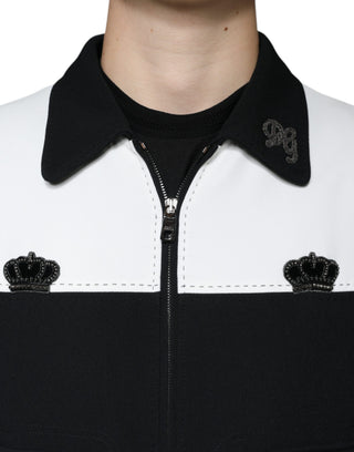 Chaqueta blusón negra y blanca DG Crown con cremallera completa