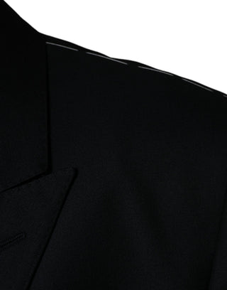 Schwarzer Herrenblazer aus Wolle, einreihig