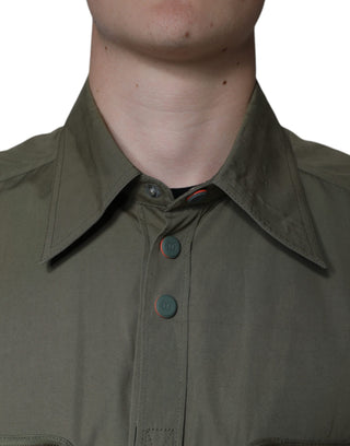 Militärgrüne Baumwoll-Biegekragenjacke