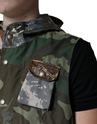Chaleco con capucha multicolor de patchwork