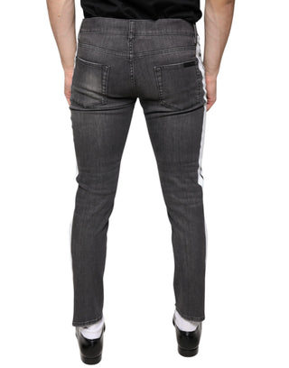 Schwarze, zerrissene Skinny-Jeans aus Baumwolle für Herren