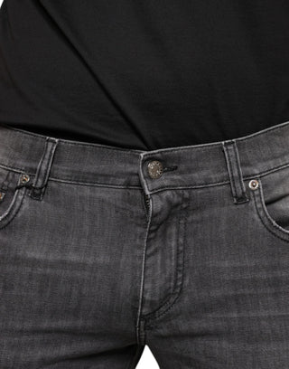 Schwarze, zerrissene Skinny-Jeans aus Baumwolle für Herren