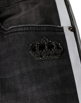 Schwarze, zerrissene Skinny-Jeans aus Baumwolle für Herren
