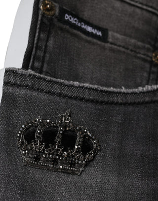 Schwarze, zerrissene Skinny-Jeans aus Baumwolle für Herren
