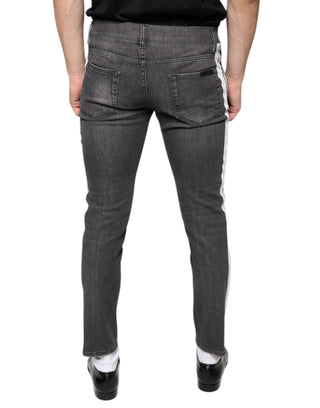 Schwarze, zerrissene Skinny-Jeans aus Baumwolle für Herren
