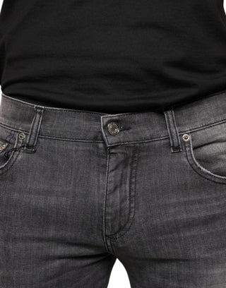 Schwarze, zerrissene Skinny-Jeans aus Baumwolle für Herren