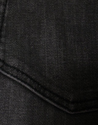 Schwarze, zerrissene Skinny-Jeans aus Baumwolle für Herren