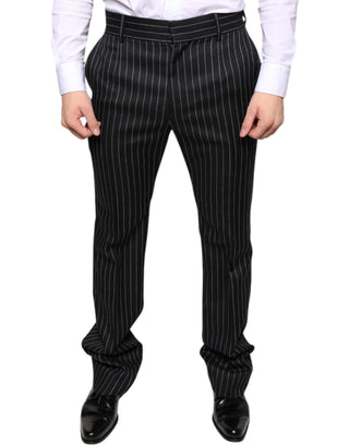 Schwarze gestreifte Skinny Herren-Anzughose