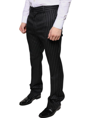 Schwarze gestreifte Skinny Herren-Anzughose
