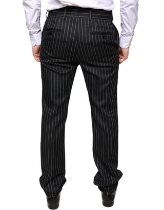 Schwarze gestreifte Skinny Herren-Anzughose