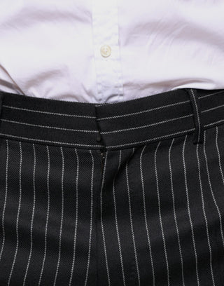 Schwarze gestreifte Skinny Herren-Anzughose