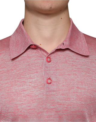 Rosa langärmliges Herren-Poloshirt aus Polyester