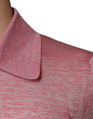 Rosa langärmliges Herren-Poloshirt aus Polyester