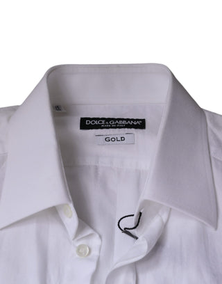 Weißes Baumwoll Herrenkleid GOLD Festliches Hemd