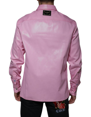 Camisa de algodón rosa con cuello y botones