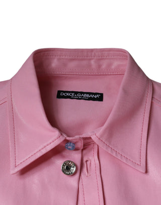 Camisa de algodón rosa con cuello y botones