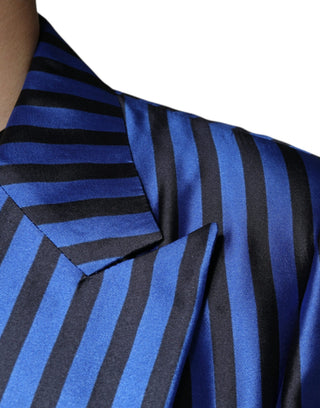 Metallic-Blau gestreifter dreiteiliger Anzug