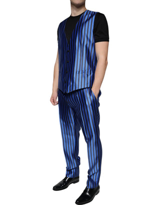Metallic-Blau gestreifter dreiteiliger Anzug