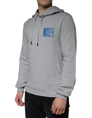 Grauer Kapuzenpullover mit Baumwoll-Logo