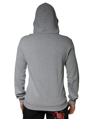 Grauer Kapuzenpullover mit Baumwoll-Logo
