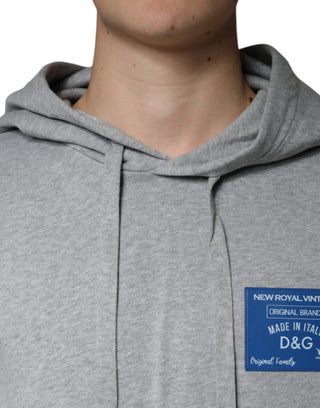 Grauer Kapuzenpullover mit Baumwoll-Logo