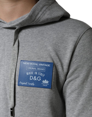 Grauer Kapuzenpullover mit Baumwoll-Logo