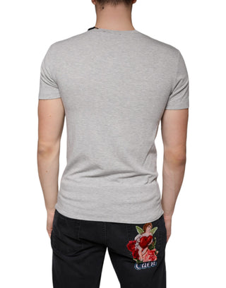 Graues T-Shirt mit Logo-Print und Rundhalsausschnitt, Kurzarm