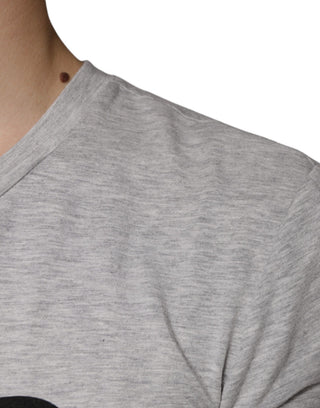 Graues T-Shirt mit Logo-Print und Rundhalsausschnitt, Kurzarm