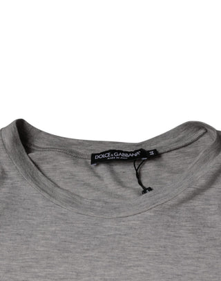 Graues T-Shirt mit Logo-Print und Rundhalsausschnitt, Kurzarm