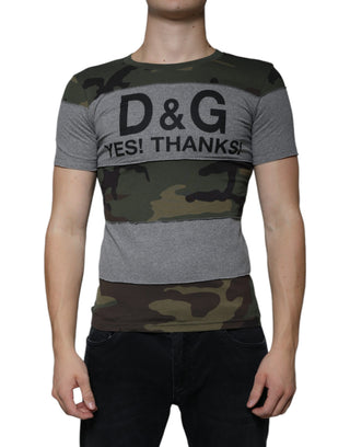 Mehrfarbiges Baumwoll-T-Shirt mit Rundhalsausschnitt im Camouflage-Muster
