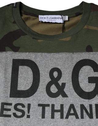 Mehrfarbiges Baumwoll-T-Shirt mit Rundhalsausschnitt im Camouflage-Muster